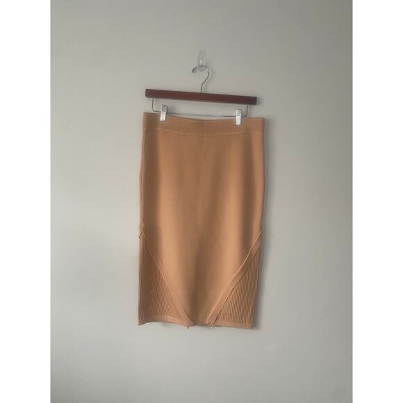 Rachel Rachel Roy Rose Taupe Sweater Pull On Pencil Scalloped Midi Skirt Large‎ - Picture 3 of 5